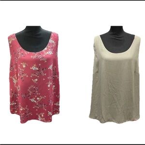 NWT CHICO’S Size 4 or US 20/22 Reversible Tank Top FLORAL ROSE PINK/SOLID GRAY